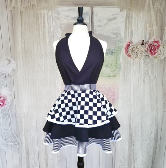 Black Check Retro Apron