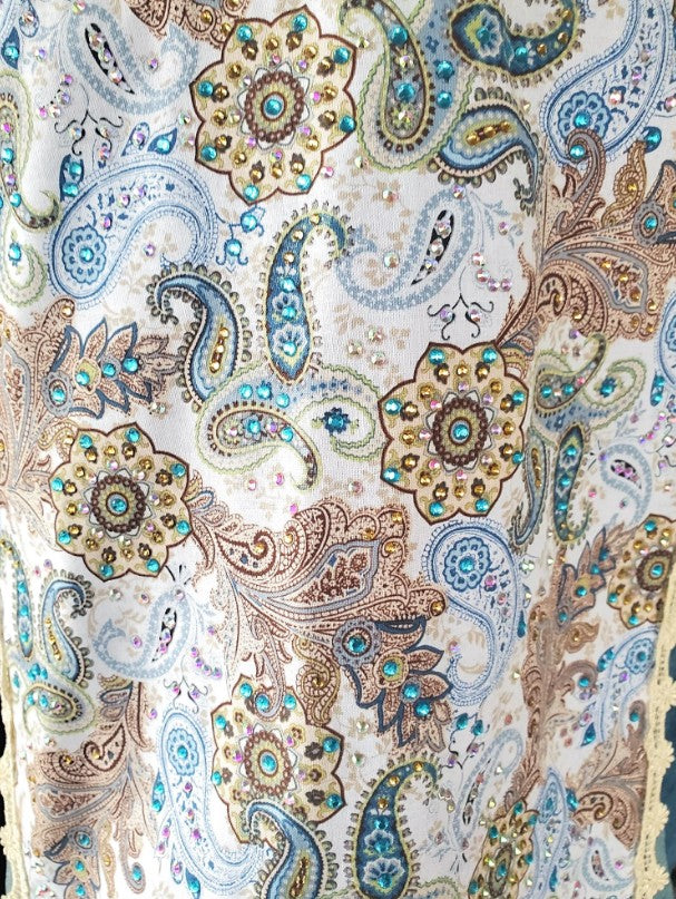 Embroidered Boho Rhinestone Jean Jacket