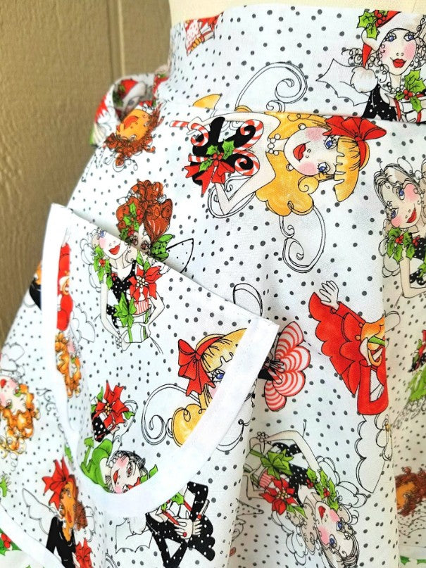 Christmas Angel Vintage Half Apron