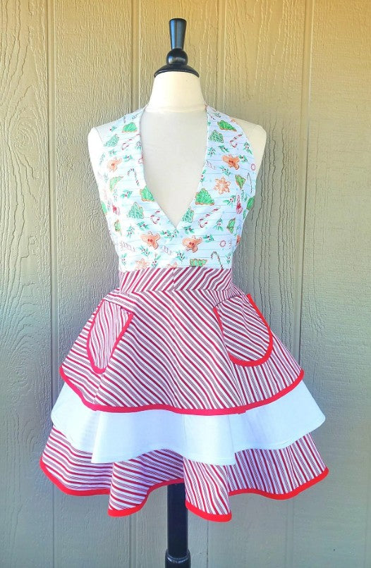 Peppermint Christmas Retro Apron
