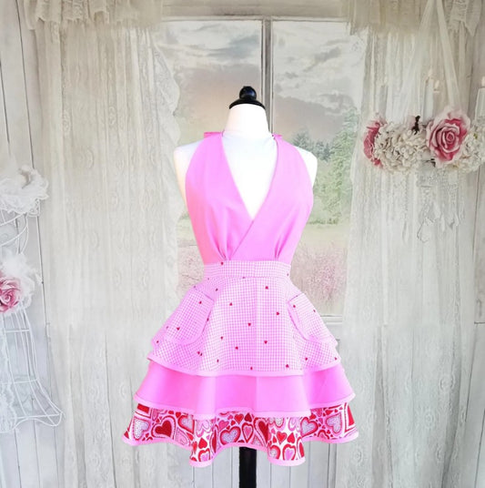 Pink Valentines Retro Apron
