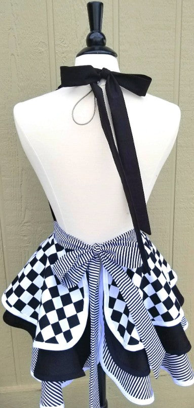 Black Check Retro Apron
