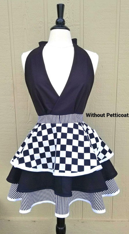 Black Check Retro Apron
