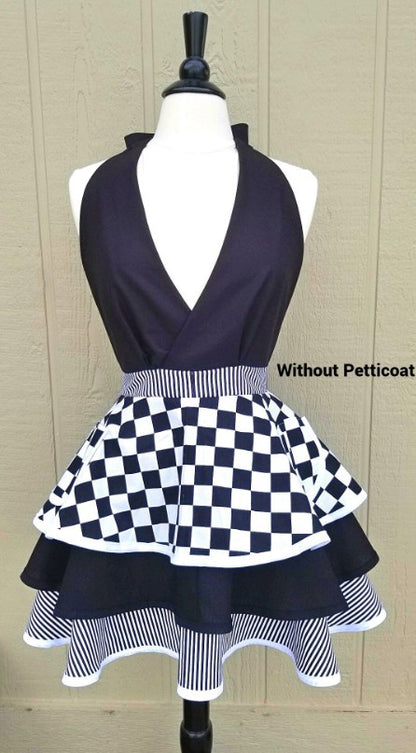 Black Check Retro Apron