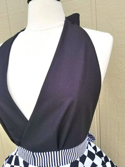Black Check Retro Apron