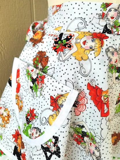 Christmas Angel Vintage Half Apron