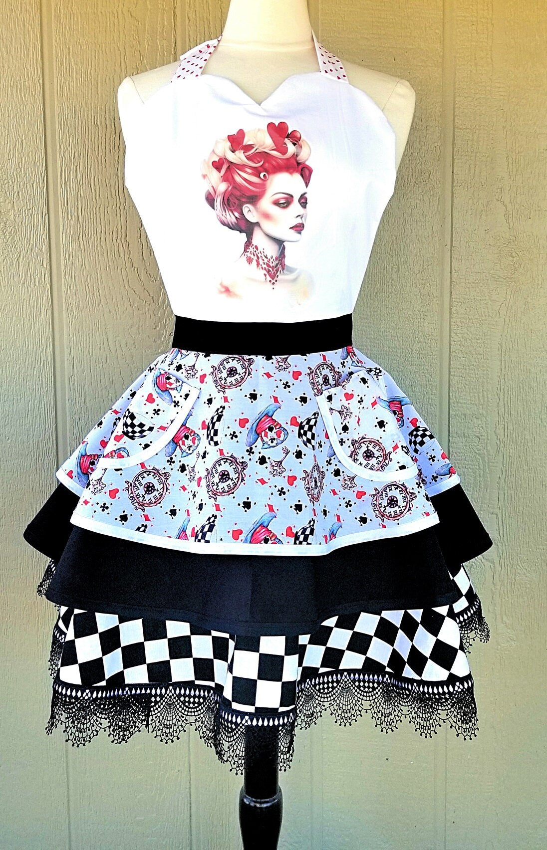 Red Queen Wonderland Inspired Retro Apron